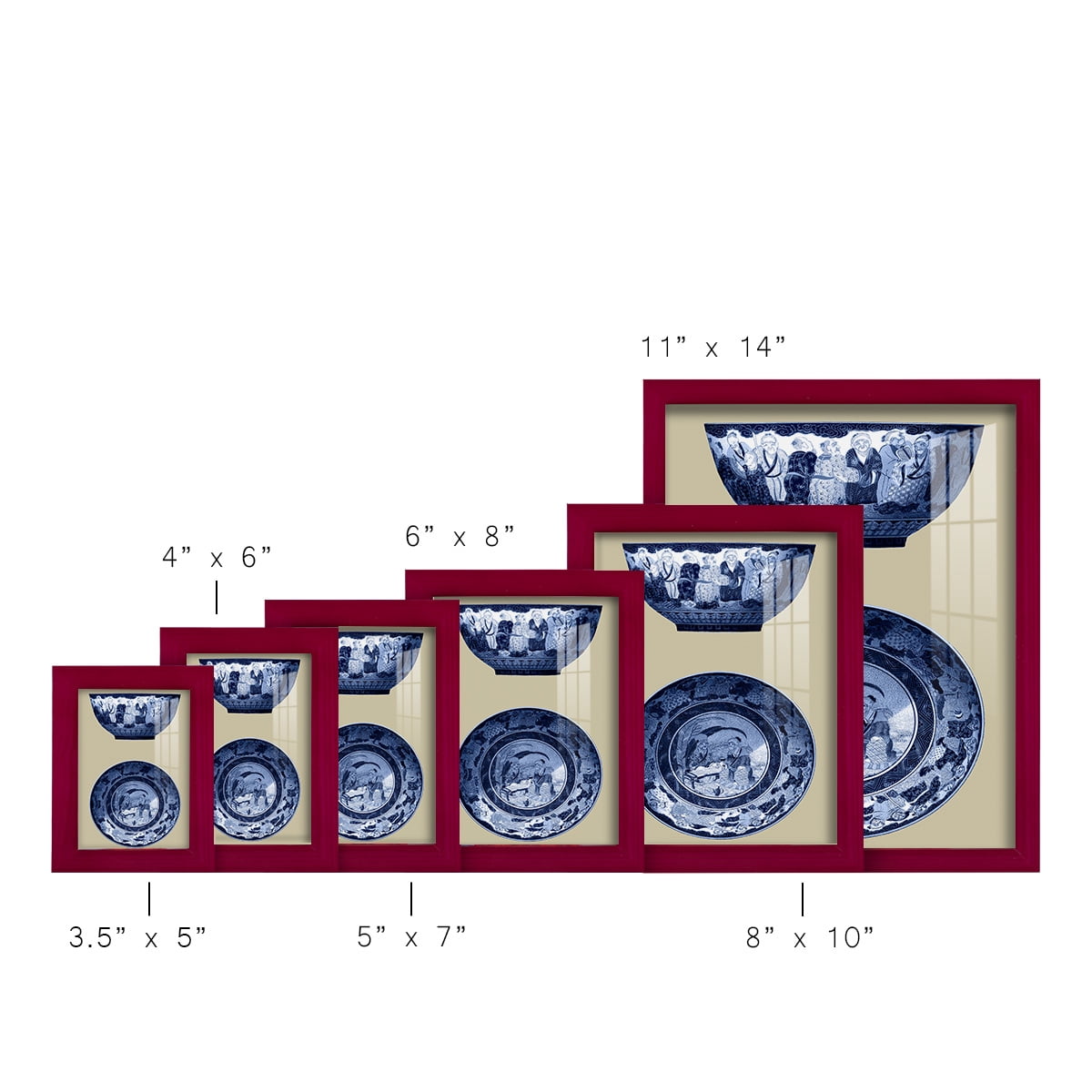 Porcelain in Blue and White II -Framed Print w/glass-Cherry Red