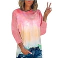 thumbnail image 1 of RKSTN Chandails pour Femmes Manches Longues Mode Hauts à Col Rond Imprimés Teinture sur Nœuds Décontractés Sortie Blouses Amples, 1 of 3
