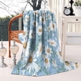 thumbnail image 2 of Lightblue Daisy Flower Green Leaves Pattern Blanket,Comfortable Soft Flannel Throw Blanket,All Season,Warm Lightweight Blankets for Sofa Bed Couch Living Room Chair,50"x60", 2 of 4