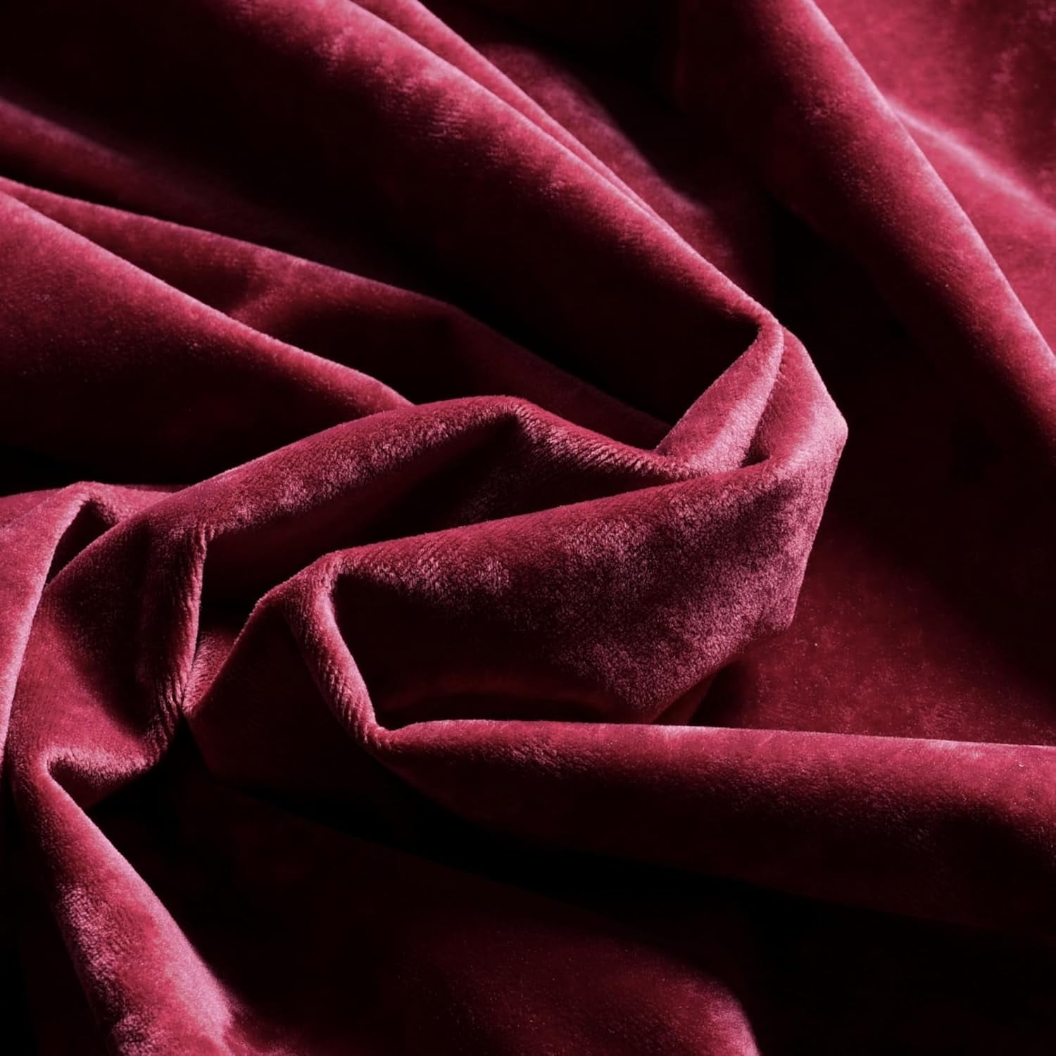 Burgundy Red Shower Curtain for Bathroom, Luxury Crushed Velvet Shower Curtain Red, Dark Shower Curtain Set with Gold Decro Metal Hooks, Machine Washable Thick Fabric, Burgundy, 72 x 72 inches