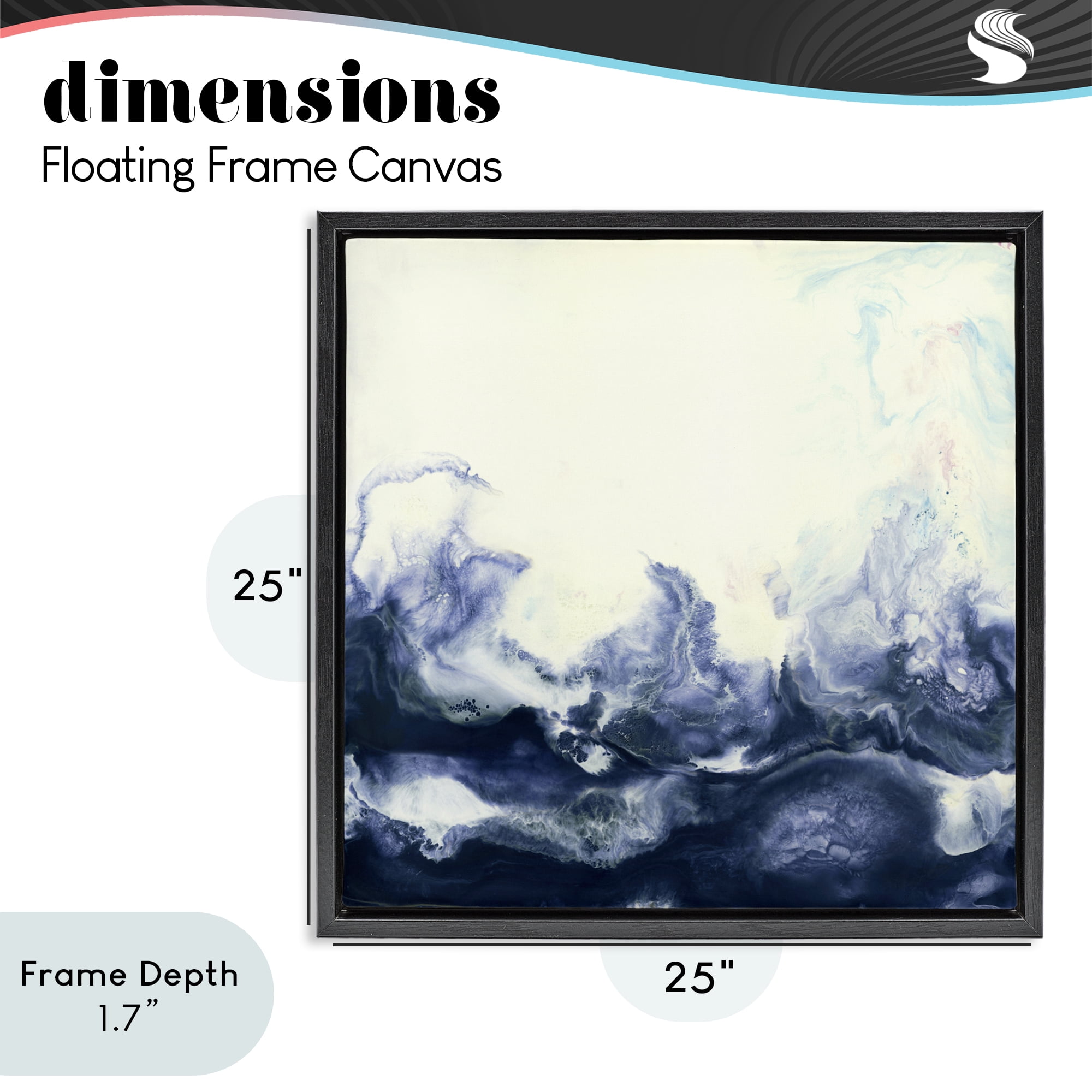 Stupell Industries Oceanic Fluid Swirl Black Framed Floater Canvas Wall Art, design by Laura Van Horne
