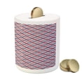 thumbnail image 3 of Plaid Piggy Bank, Checkered Pattern with Diagonal Stripes Antique Nostalgic Composition, Ceramic Coin Bank Money Box for Cash Saving, 3.6" X 3.2", Vermilion Navy Blue, by Ambesonne, 3 of 4