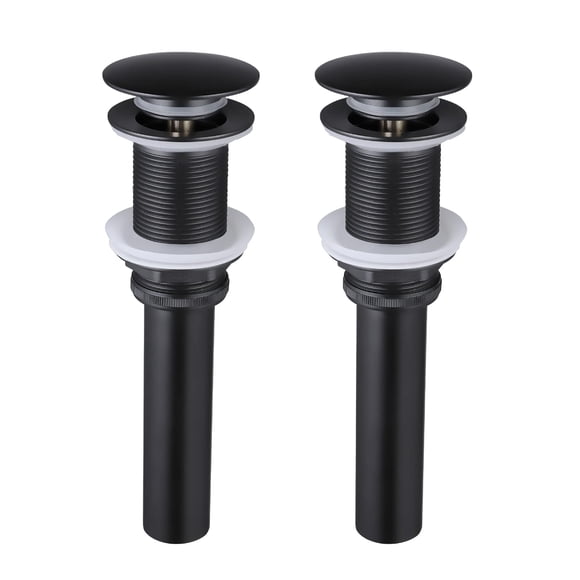 KES Black Sink Drain Without Overflow, Bathroom Sink Stopper, Pop Up Drain Vessel Sink, 2 Pack, All Metal Rustproof Bras