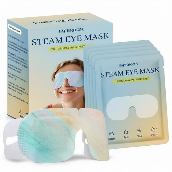 FACEMOON  Self Heating Steam Eye Mask Disposable Sleep Warming for Puffy Dry Eyes, 10 Count