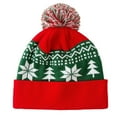 thumbnail image 3 of Xfvqtps Unisex Men and Women Beanie Knitted Christmas Tree Snowflake Print Plush Pompom Stretch Soft Windproof Coldproof Warm Outdoor Winter Skull Cap Green, 3 of 4