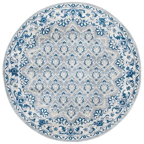 SAFAVIEH Brentwood Pompeii Geometric Area Rug, Gray/Blue, 6'7" x 6'7" Round
