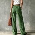 thumbnail image 4 of Stralyhd Wide Leg Pants Woman Corduroy High Waisted Button Up Work Pants Women Trendy Business Casual Outfits Comfort Fit Trousers Green M, 4 of 4