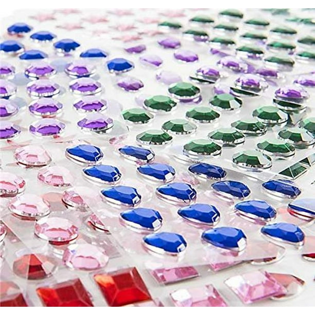 Mini SelfAdhesive Jewels MultiColor Assorted Gems Rhinestone, Hearts, Diamonds, Stars