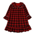 thumbnail image 1 of Zwiiyzr Robe à Carreaux à Volants pour Filles 3M-14Y, Pyjama de Noël, Manches Longues, Col Poupée, Rouge, 1 of 8