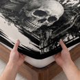 thumbnail image 3 of Queen Size Fitted Sheet Set - Halloween 3 Piece Bedding Sets 16" Deep Pocket Fitted Sheet with 2 Pillowcases, Rustic Horror Skeleton Cats Buttterfly Skull Black Brushed Microfiber Hotel Bed Sheets, 3 of 9