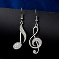 thumbnail image 3 of Music Notes Earrings Anti-Tarnish Silvertone Handset Crystal Stones J 202-Silver, 3 of 5