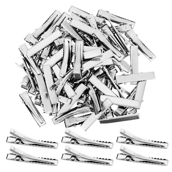 120 Pcs Alligator Hair Clips, Metal Silver Hair Clips Single Prong Hairdressing Salon Hair Grip DIY Accessories Hairpins for Women Bows Making Crafts