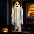 thumbnail image 3 of Luckky Halloween Decorations Outdoor,Large Lighted Hanging Swing Ghost Halloween Decor,Spooky Cute Ghosts Decorations for Tree Porch Yard Garden Lawn, 3 of 5