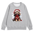thumbnail image 2 of Crewneck Sweatshirt Childrens Christmas Tree Graphic Pocket Crew Neck Pullover Hoodless Top Grey, 2 of 4