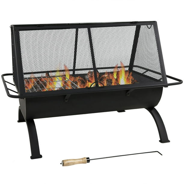 Backyard Rectangular Northland Fire Pit, Sunnydaze Foldable Fire Pit Cooking Grill Grates