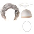 thumbnail image 1 of Peluca de abuela de Halloween con gafas, versátil, para disfraz de abuela mayor, decoración para fiestas, espectáculos de anime, juegos de rol Gris oscuro, 1 of 10