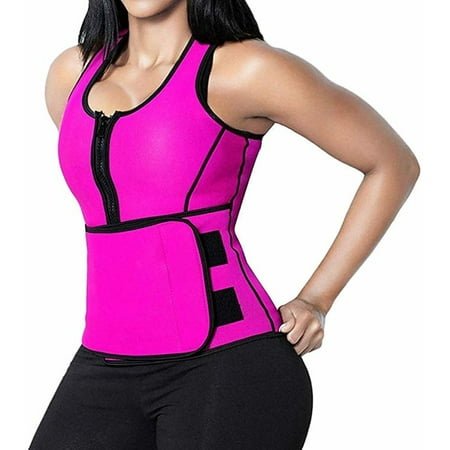 Waist Trainer Vest Gym Neoprene Sweat Vest for Women, Slimming Body Shaper with Adjustable Waist Trimmer Belt, Weight Loss(Pink Rose