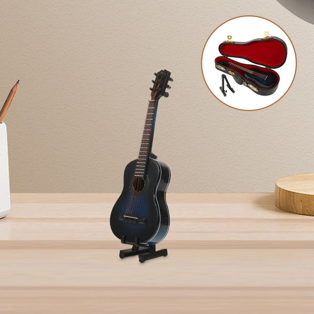 OUNONA Miniature Guitar Model for Desk Plastic Blue 3Pcs Classical Charm for Home Decor Music Enthusiasts