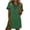 Green, variant on Womens Denim Trim Collar Dress Button Down Short Sleeve Tunic Mini Dress Solid Casual Dress