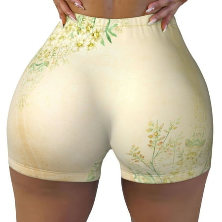 Workout Shorts Women  Flower Biker Shorts for Women Running Gym Spandex Shorts Tummy Control