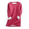 thumbnail image 2 of jsaierl Sherpa Lined Sweatshirts for Women Fuzzy Round Neck Loungewear Pullover Long Sleeve Casual Tunic Top Winter Thermal Underwear Top, 2 of 7