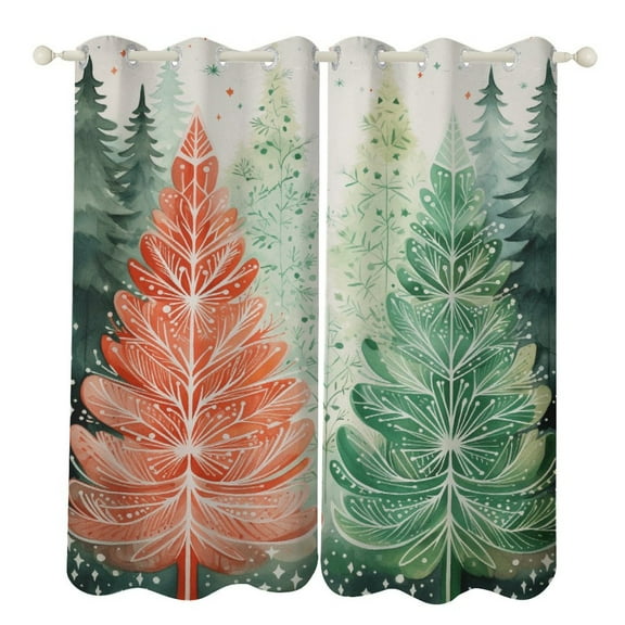 Christmas Snowmen 2 Panels 3D Printing Pattern Curtain for Bedroom Living Room Kitchen Window Decoration Home