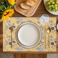 thumbnail image 4 of Vintage Flower Placemats Set of 4, Country Bird Garden Butterfly Yellow Placemats for Dining Table, Place Mats for Kitchen Tabletop, Waterproof Wipeable Dining Table Mats Set, 4 of 9