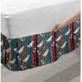 thumbnail image 2 of Birds Bed Skirt, Funny Winged Animals Pattern on Vertical Striped Geometric Branches, Elastic Bedskirt Dust Ruffle Wrap Around for Bedding Decor, 4 Sizes, Plum Turquoise and Salmon, by Ambesonne, 2 of 2