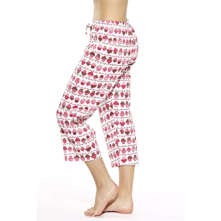 Just Love 100% Cotton Women Pajama Capri Pants Sleepwear (Pink, Medium)