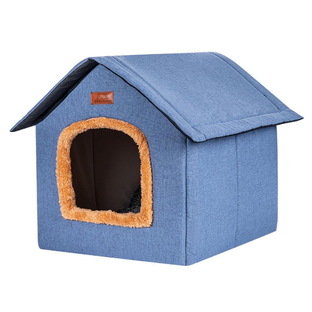 Medium Size Dog House Outdoor Pet Feral Cat Home Shelter Plastic w/ Vinyl Door