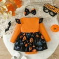 thumbnail image 4 of TBWNWG Halloween Girls Bodysuits Baby Romper with Double Layer Skirt Pumpkin Bat Print for and Toddlers Stretchable Comfortable Outfit,Sizes 3-6 Months, 4 of 8