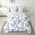 thumbnail image 2 of Manfei Blue Floral Flower Bedding Comforter Set 7 Pieces for Kid, Vintage Elegant Full Bedding Set, Rustic Farmhouse Reversible Fitted Sheet Flat Sheet, Super Cozy Room Decor, 2 of 7