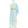 thumbnail image 3 of Jhaoyu Lyrical Dance Dress for Girls One Shoulder Ruffles Greek Nymph Toga Gown Light Blue 8, 3 of 7