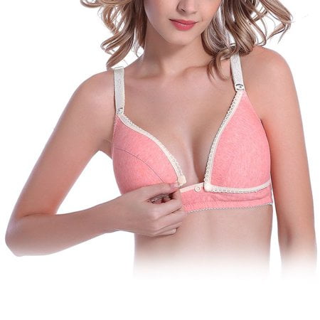 Cotton Nursing Sleep Bra - Nursing Maternity Sleep Bra Wirefree Front Button Cotton Softcup