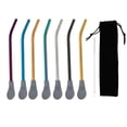 thumbnail image 1 of Cuchara de paja desmontable Cucharas de silicona de acero inoxidable Filtro de bebidas Vajilla Hogar Vajilla Barra para café 7 paquetes AweSitey HA059594-00, 1 of 7