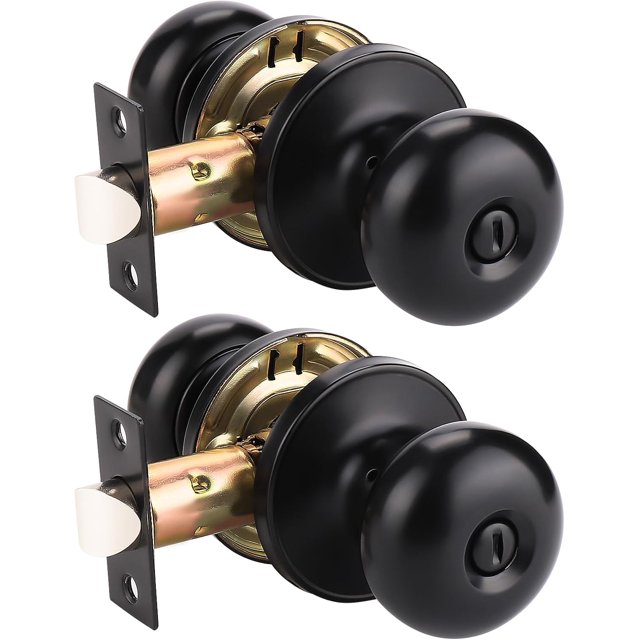 Matte Door Knob Passage Function Passage Door Knob for Hall and Closet Door Lockset NonLocking Round Ball Doorknob Colonial Style Door Handle Knob Left and Right Open