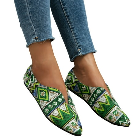 

Ladies Summer Colorful Ethnic Wind Shallow Mouth Cloth Surface Breathable Flat Bottom Comfortable Large Size Single Shoes Casual Shoes