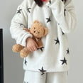 thumbnail image 3 of Lopecy-Sta Womens Sleepwear Top Fuzzy Loungewear Star Daily Comfortable Wool Winter Warm Home Clothes Pajamas Long Sleeve Top, 3 of 5