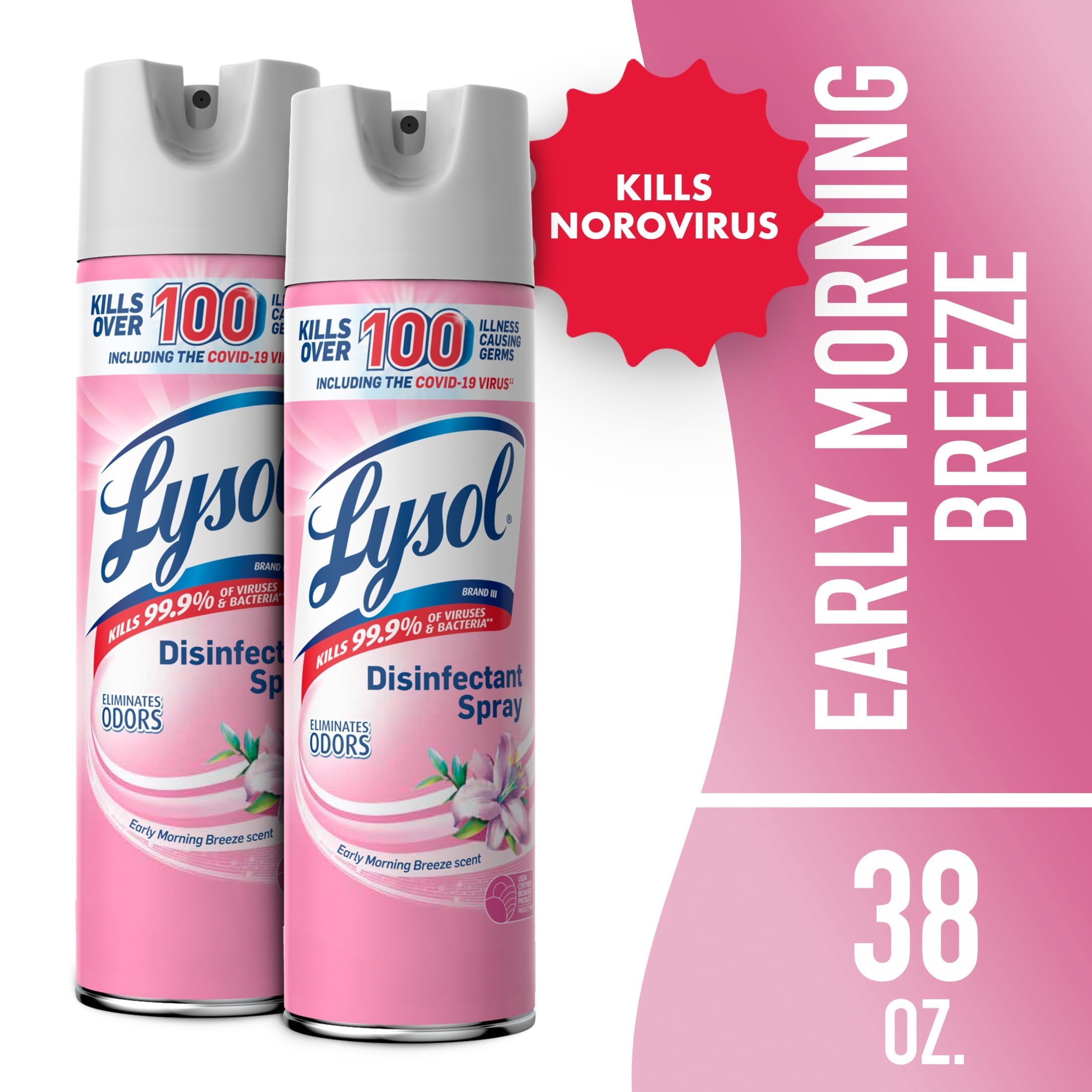 (4 pack) Lysol Disinfectant Sanitizing Antibacterial Spray for Deodorizing, Early Morning Breeze, 19 fl oz, 2 Pack