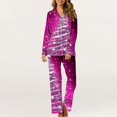 thumbnail image 2 of Feancey Women's Two Piece Pajama Set 2024 Fashion Christmas Tree Print Sleepwear Sets Casual Loose Button Down Pjs with Lounge Pants Deal of The Day Multicolor XXL, 2 of 7