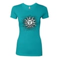 thumbnail image 2 of Wild Bobby Radiating Sun Puff Print Fashion Womens Slim Fit Junior Tee, Tahiti Blue, XX-Large, 2 of 6