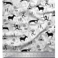 thumbnail image 1 of Soimoi Rayon Fabric Reindeer,Tent & Human African Fabric Prints By Yard 42 Inch Wide, 1 of 1