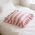 thumbnail image 5 of Striped Velvet Ruffled Throw Pillow with Insert for Sofa Couch Bed – Soft Decorative Accent Pillow for Living Room and Bedroom, 5 of 8
