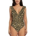 thumbnail image 2 of Goofa Leopard Print Print Women's Ruffled One Piece Swimsuit V Neck, 2 of 7