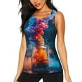 thumbnail image 1 of Fotbe Modern Art Red And Blue Colors Blusas Sin Mangas para Mujer – Estilo Casual, Corte Suelto, Slim-Fit, Cuello Redondo Deportivo, Tops de Verano para Gimnasio y Yoga-XX-Large, 1 of 7