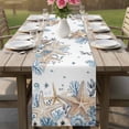 thumbnail image 4 of Blue Beige Coastal Table Runner - 72 Inch Long Beach Starfish Summer Eucalyptus Cotton and Linen Blended Dress Scarves Farmhouse Table Runner for Kitchen Dining, Coffee Table, 13" x 72", 4 of 8