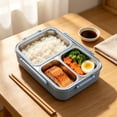 thumbnail image 3 of Stainless Steel Bento Box Lunch Container with Lid, 3 Separate Compartment, BPA-free Drop-proof Food Grade Dishwasher Safe Reusable Container for Meal Prep Home Travel Office Adults, 3 of 6