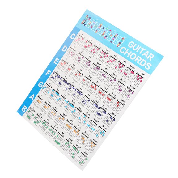 Póster de Acordes de Guitarra, 56 Acordes Codificados por colores para principiantes, Guía de Referencia Educativa de Papel Revestido para Intérpretes de Ukelele