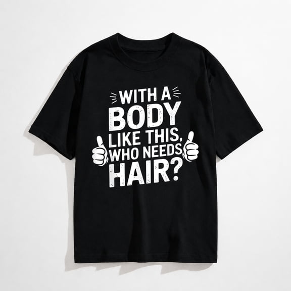 With A Body Like This Who Needs Hair Funny Dad Bald Man T-Shirt