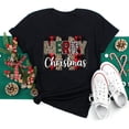 thumbnail image 1 of Ropa de Navidad divertida para mujer, camisetas con estampado de Papá Noel, Tops casuales negros para mujer, Tops de fiesta de navidad, 1 of 5